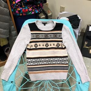 J. Crew Striped Gemstone Sweater
